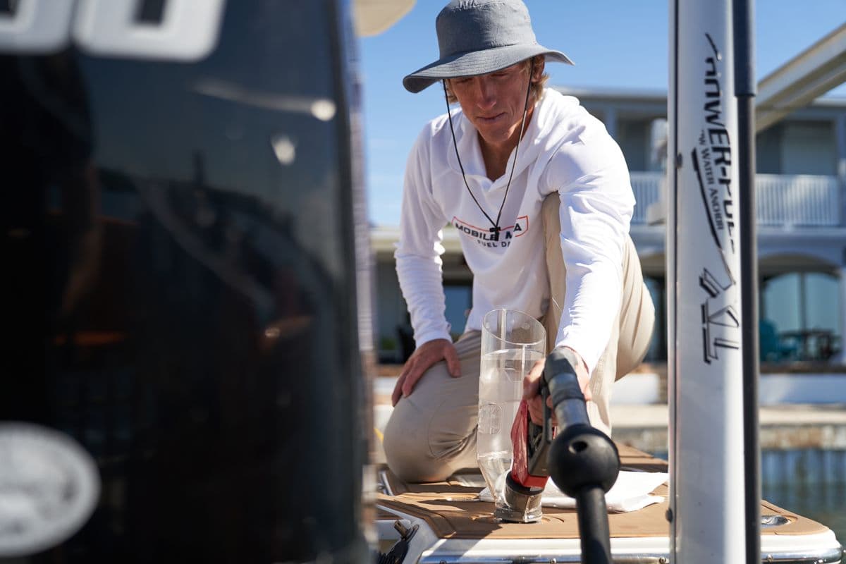 Mobile Marina technician performing boat maintenance